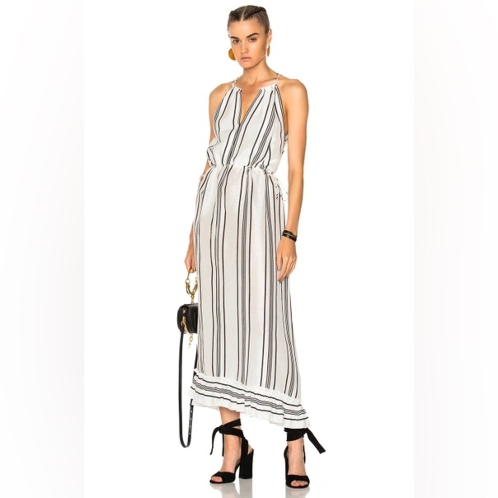 Apiece Apart White Maxi Dress with Black Stripes